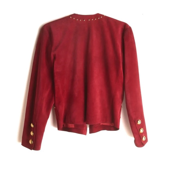 Vintage Yves Saint Laurent Rive Gauche Red Suede Jacket S M - Picture 4 of 6